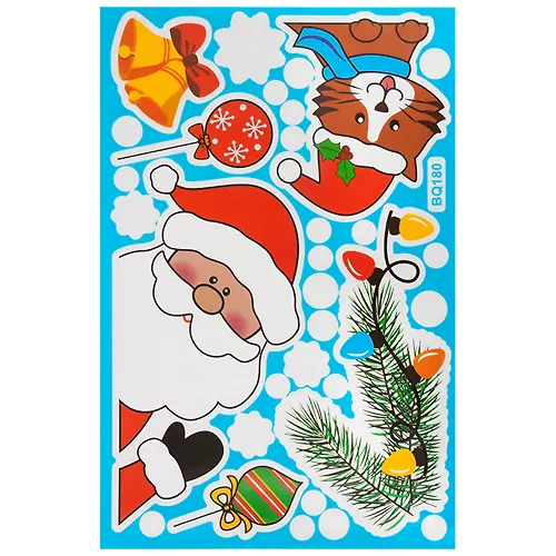 Naklejka interernaya Volshebnaya strana Ded Moroz s kotenkom BQ180, PVH, razmer: 20*30 sm 109964_1
