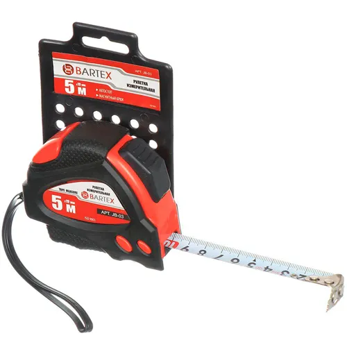Ruletka 5 m, obrez.plastik, magnitnaya, 19 mm, avtostop, + 2 knopki, Bartex, 32G-5019, JB 03 (205775_1