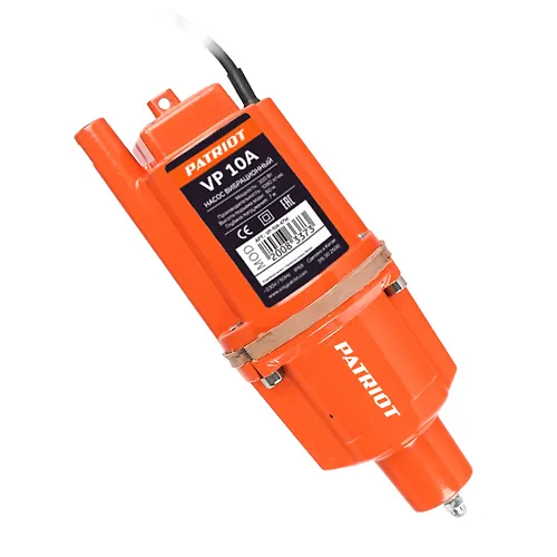 Nasos pogruzhnoj vibratsionnyj PATRIOT VP 10A, nizhnij zabor, 300 Vt, 18 l/min, H-60 m, D-96 mm. termoz_1