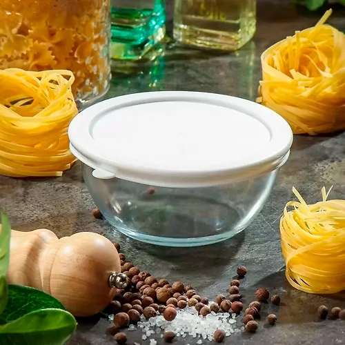 Kontejner pischevoj Daniks HSAW050 iz zharoprochnogo stekla, 0,5 l, 14h14h13 sm, kruglyj, s kryshkoj_1