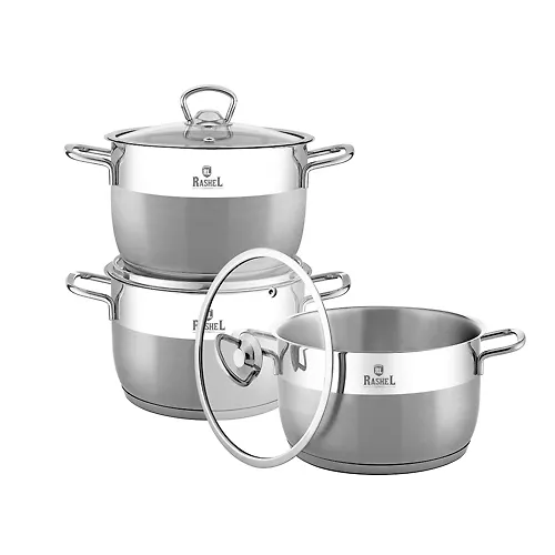 Nabor kastryul 6 pr. iz nerzh.stali (2l, 3l, 3,7l), stekl. kr. (R1200) 