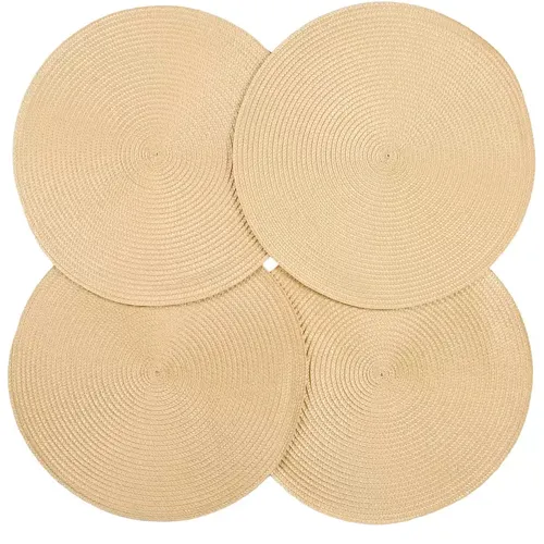 Nabor salfetok polimer, 38h38 sm, kruglyj, 4 sht, kremovyj, Y6-2545_1