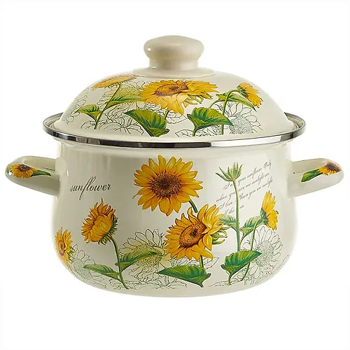 MetaLLoni EM-1509 Kastryulya emalirovannaya s emalirovannoj kryshkoj 2,0 l,d=18sm,