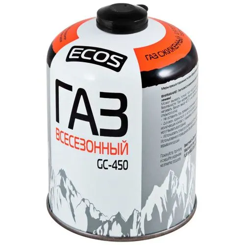 Gaz vsesezonnyj Ecos v ballone GC-450 (rezbovoj EPI-GAS, 450 g, Koreya)_1