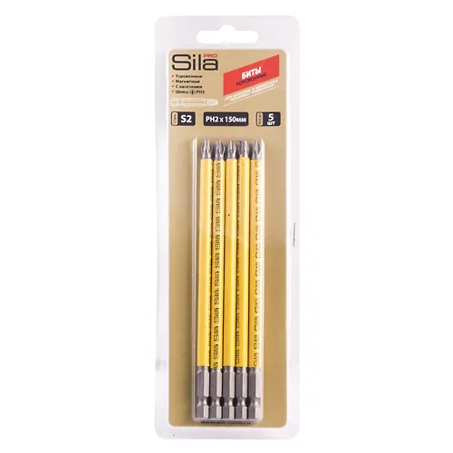 Bity Sila Pro, ph2h150mm, S2, namagnich, torsionye, blist.5 sht (upak - 25 bl, kor - 4 up) art.123115_1