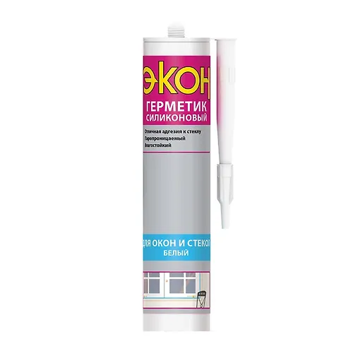 Germetik silikonovyj dlya okon i stekol EKON, (belyj), 280 ml_1