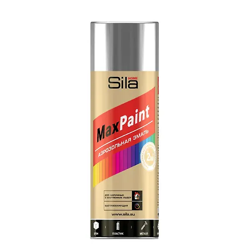 Kraska aerozolnaya Sila HOME s metallicheskim effektom, serebryanyj metallik 520 ml SILP007_1