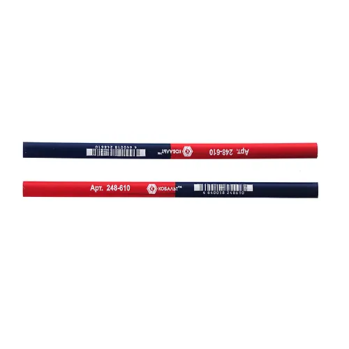 Karandash stroitelnyj KOBALT 2-htsvetnyj, krasnyj/sinij 180*10 mm (1 sht.) 248-610_1