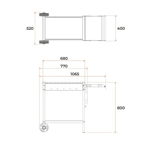 Mangal 1065h600h520h797 mm, 2 mm, razbornyj, gril, skladnye polki, Gratar, MAN 202 (363093)_4