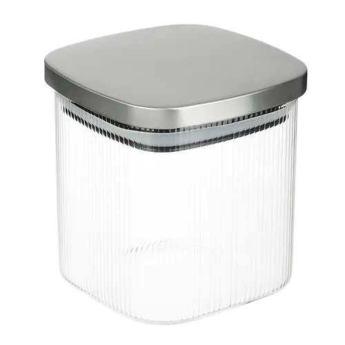 VETTA Relef Banka dlya hraneniya s metallicheskoj kryshkoj 600ml, 10h10sm, steklo_1