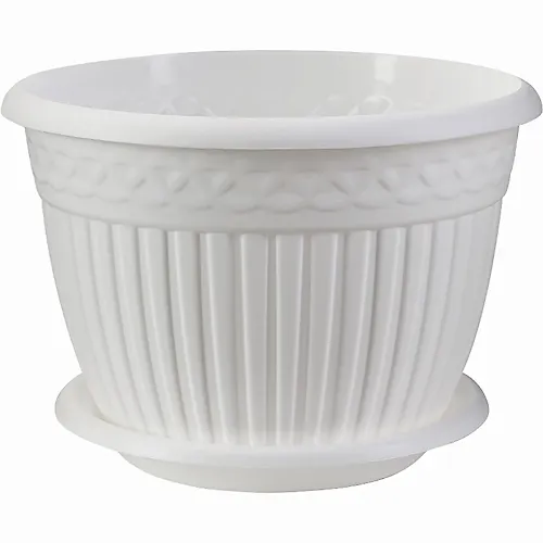 Kashpo s blyudtsem Vizantiya VMS 3,0l tsvet Belyj art. KSH-4467_1