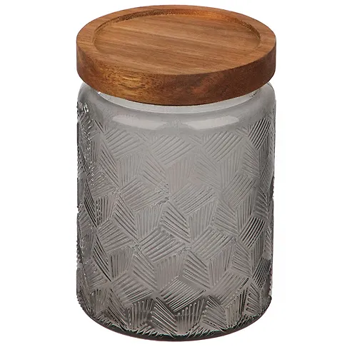 Banka iz tsvetnogo relefnogo stekla, AMARETTO, 750 ml s derevyannoj kryshkoj (akatsiya) art.108315_1