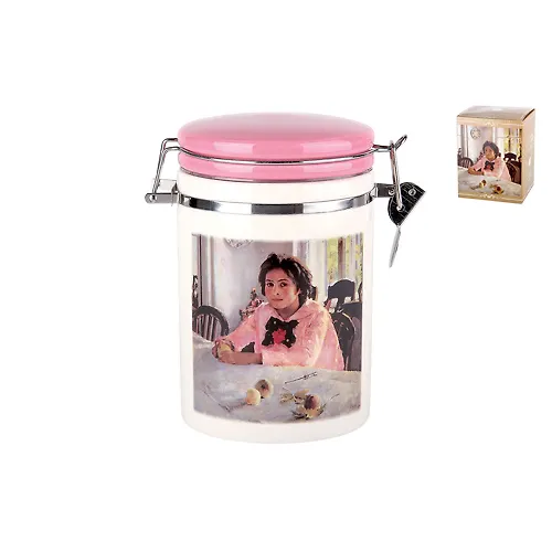 Banka d/syp.produktov 850 ml, s klipsoj, p/up, Devochka s persikami ZFC038-33_1