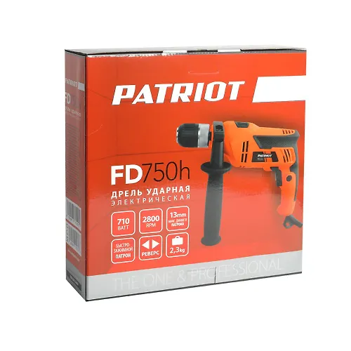 Drel elektricheskaya udarnaya PATRIOT FD 750h, s udarom, moschnost 710Vt, 0-2800ob/min,44800 ud/min, ma_4