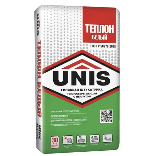 Smes suhaya shtukaturnaya YUnis Teplon belaya (30 kg)(1poddon-40sht)_1