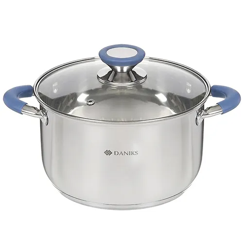Kastryulya nerzh SIENA 3,9l so stekl kryshkoj silikon/ruchki Daniks SD-A93-20_1