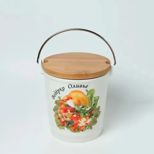 Salatnik s bambukovoj kryshkoj VEDERKO OLIVE 950 ml 13*13*14,5 sm tsv.up. (KOR-12SHT) 598-0121_1