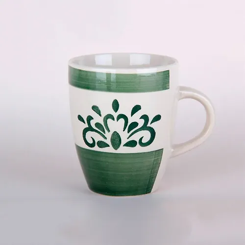 Kruzhka 360ml Damask zelenyj bochka RX011_1