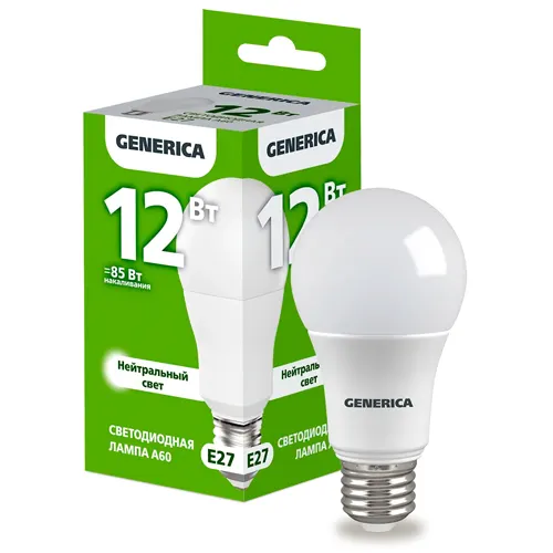 Lampa LED A60 grusha 12Vt 230V 4000K E27 GENERICA art.LL-A60-12-230-40-E27-G_1