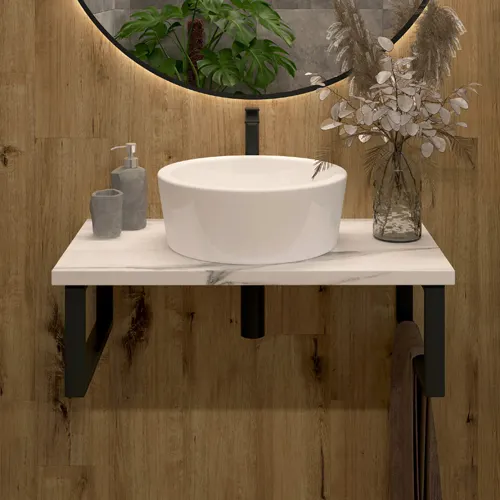 Stoleshnitsa 800*470*25 (belyj mramor)+Kronshtejn (komplekt) podvesnoj dlya stoleshnitsy 40*230*470_1