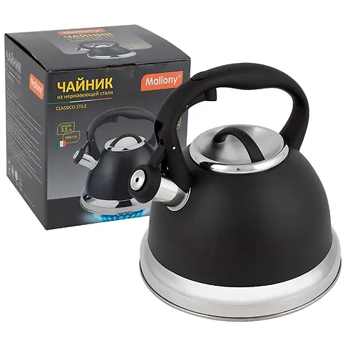 CHajnik CLASSICO STILE, obem 3,5 l, iz nerzh stali so svist., chernyj/mat., ruchka s soft-touch 985622_1