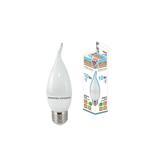 Lampa svetodiodnaya WFS37-10 Vt-230 V -6500 K E27 (svecha na vetru) Narodnaya (SQ0340-1603)_1