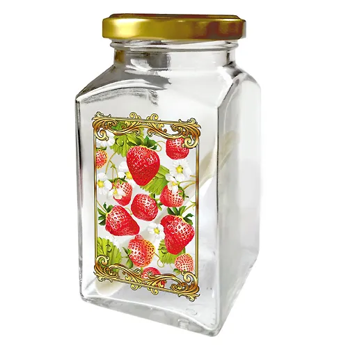 Banka dlya hraneniya stekl.  312 ml s met. kryshkoj KLUBNIKA  626712_1