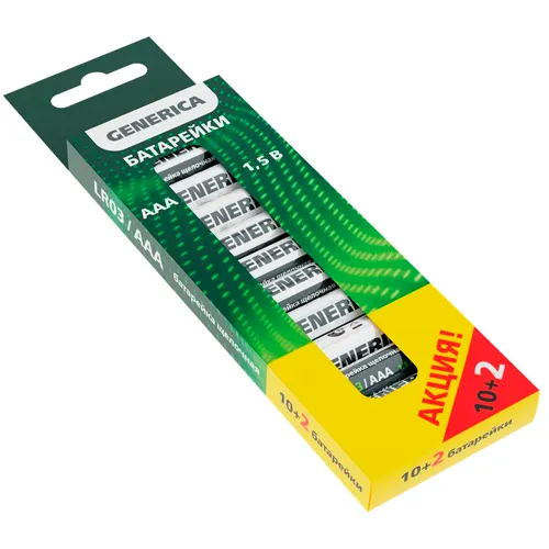 Batarejka schelochnaya Alkaline LR03/AAA (10+2sht/kor) PROMO GENERICA ABT-LR03-ST-B12-G_1