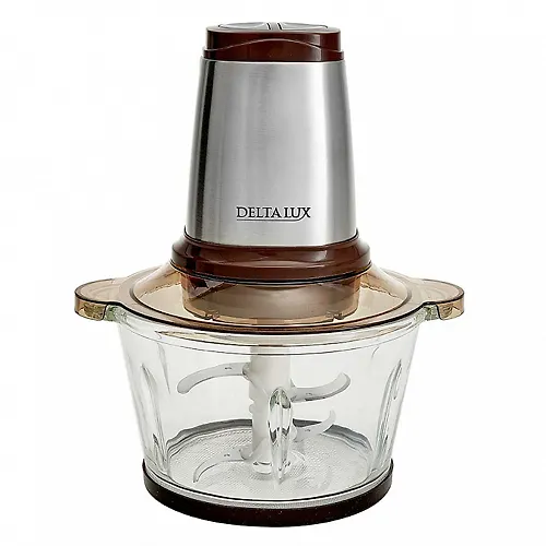Izmelchitel DELTA LUX DE-7400 korichnevyj, chasha steklo, 1,8l, 500Vt., dvojnoj nozhevoj blok_1