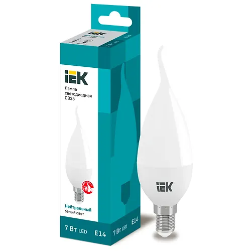 Lampa svetodiodnaya ECO CB35 svecha na vetru 7Vt 230V 4000K E14 IEK art.LLE-CB35-7-230-40-E14_1