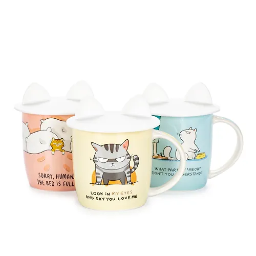 Kruzhka CATS 380ml s silikonovoj kryshkoj art.CN2301_1