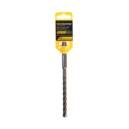 Bur SDS+ 08h160 QUADRO POWER H9019-C08-160 krestovoj rezets spiral S4 Hanskonner_1