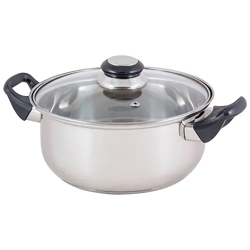 Kastryulya iz nerzh stali s kryshkoj (steklo) BAK-S-03, 2,8 l, ruchki - bakelit, odinarnoe dno art.985888_1