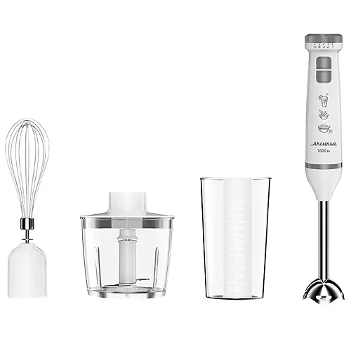 Blender AKSINYA KS-307B belyj s serym: 1000Vt., nozh iz nerzh.stali, 2 skorosti_1