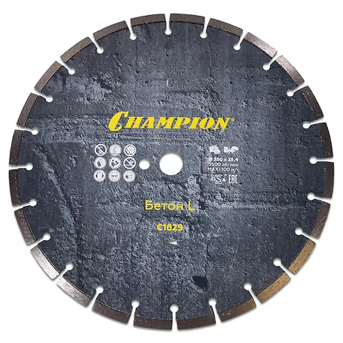 Disk almaznyj CHAMPION beton L 350/25,4/10 Concremax (staryj beton, zh/b s napoln.sred.tv) S1629_1