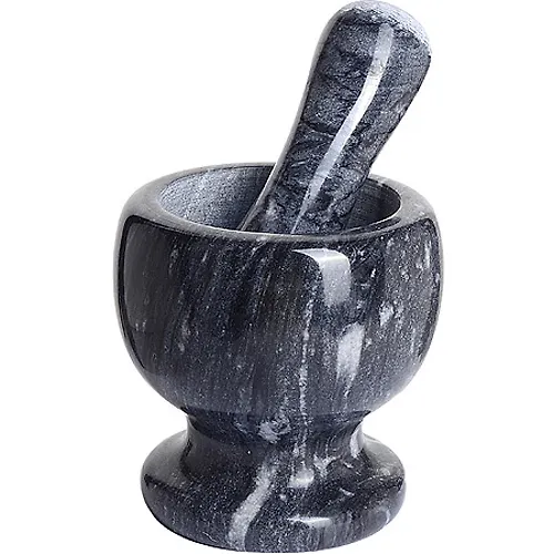 27543-1 Stupka s pestikom mramor 210ml MB CHERNAYA (h8) 