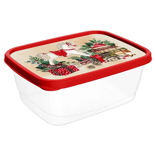 Kontejner dlya produktov pryamougolnyj 1,5 l s dekorom «Novogodnie igrushki» Homver 1376_1