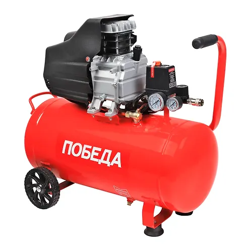 Kompressor Pobeda porshnevoj maslyanyj KM 50-250, 260 l/min, 8 bar, 1800 Vt, 50 l, bystrosemnyj 1/4