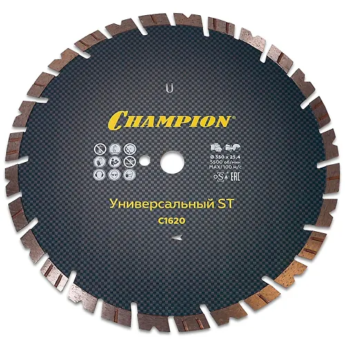 Disk almaznyj CHAMPION universalnyj ST 350/25,4/14 Fast Gripper (beton, kirpich) S1620_1