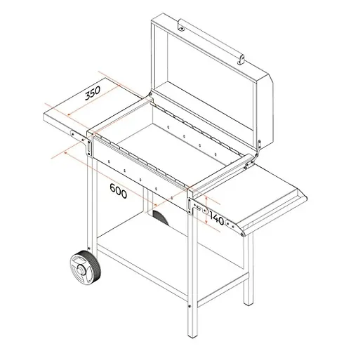 Mangal 1065h600h520h797 mm, 2 mm, razbornyj, gril, skladnye polki, Gratar, MAN 202 (363093)_3