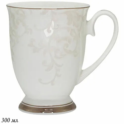 Kruzhka v pod.up.300ml. SERYJ SHELK v pod.up.(h36) Kostyanoj farfor art.145-124_1