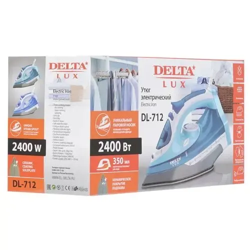Utyug Delta Lux DL-712, belyj s sero-golubym, 2400 Vt, keramika_3