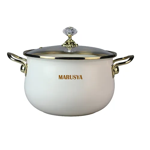 Kastryulya 2,2 l emalirovannaya so stekl. kr.., ruchka zoloto; tsvet: kremovyj perlamurt (R-77718) 