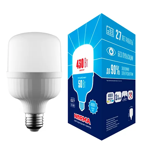 Lampa svetodiodnaya, matovaya LED-M80-50W/4000K/E27/FR/NR UL-00006791_1