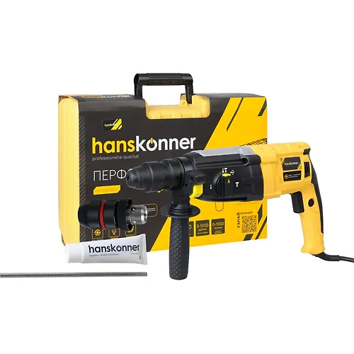 Perforator Hanskonner HRH0828REC 850Vt, 28mm, 3.2Dzh, 0-5100ud/min, 3 rezh, BZP, 4m kabel, kejs_1
