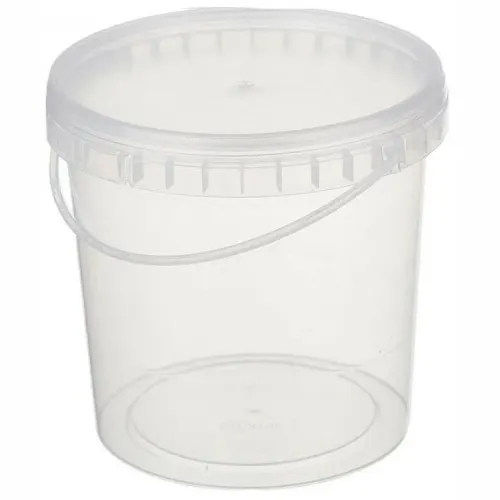 Vedro pischevoe krugloe s beloj ruchkoj s kryshkoj 0,8l D=122mm tsvet prozrachnyj POS53643_1