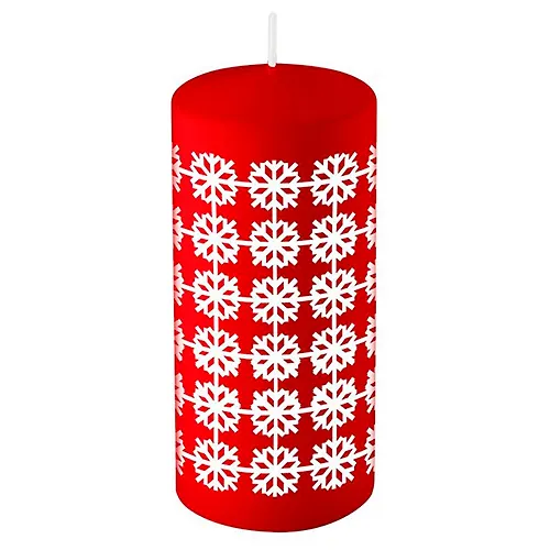 Svecha Deco Christmas 50h100 mm Snezhinki (belye na bordovom) art.106148_1