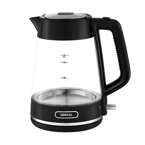 CHajnik Centek CT-1014 (chernyj) steklo 1.7l, 2200Vt, LED, Zaschita ot peregreva, STRIX kontroller_1