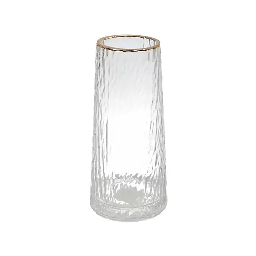 Vaza steklo, nastolnaya, 8*24 sm Led, prozrach s zolotoj otvodkoj, Y4-11067 (506368)_1