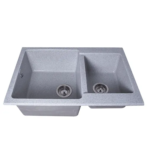 Mojka GranAlliance G-54 (770 h510mm) dvuhsektsionnaya ,seraya s sifonom_2